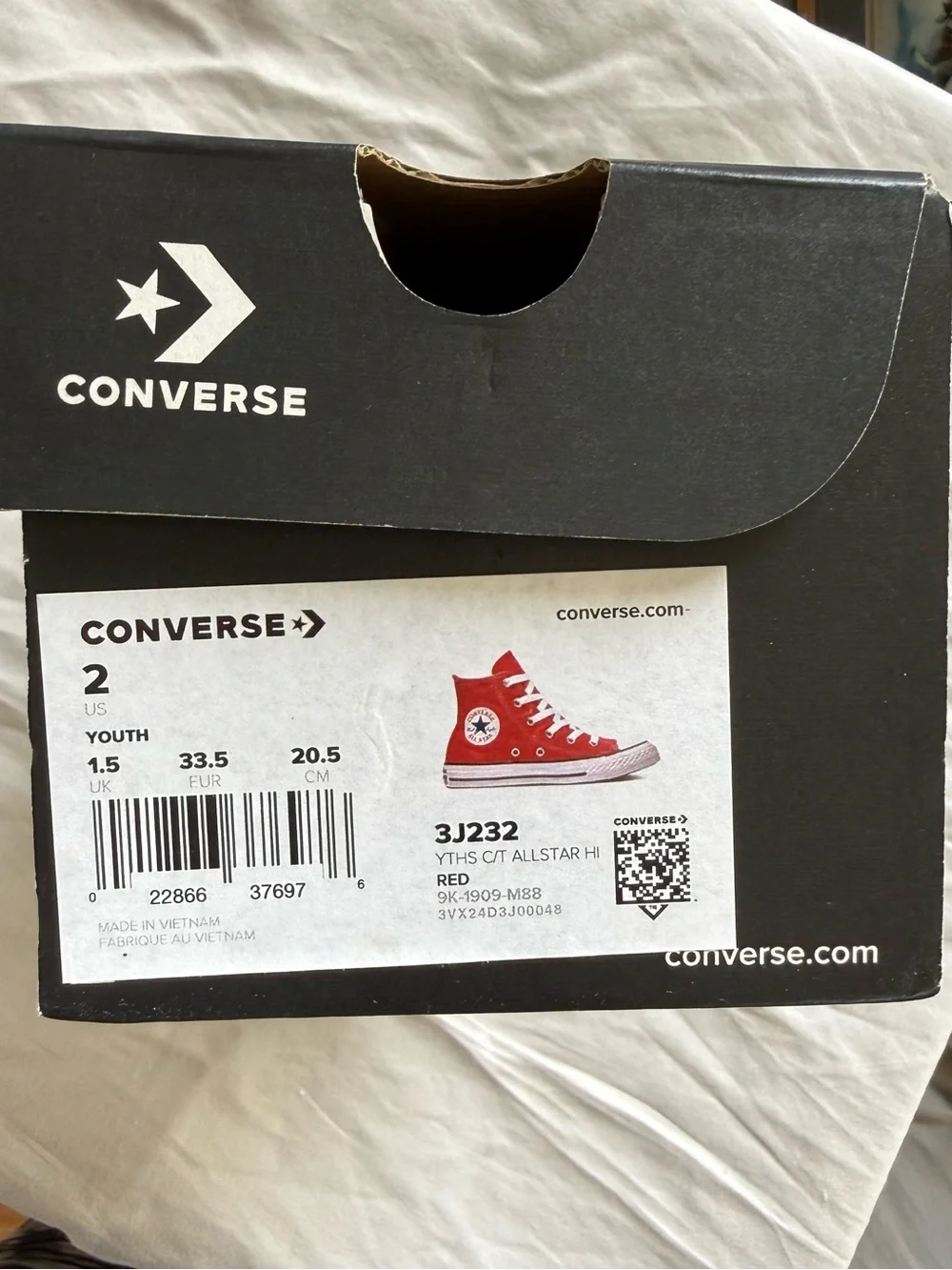 Converse Kids Red High-Top Canvas Sneakers with White Laces